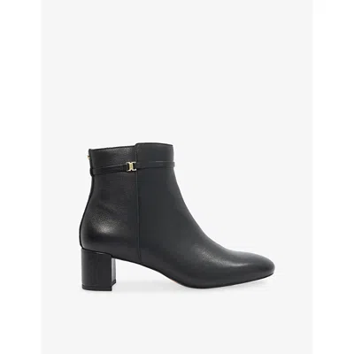 Dune Womens Oaken Heeled Leather Ankle Boots Black Leather Eur 40 / 7 Uk