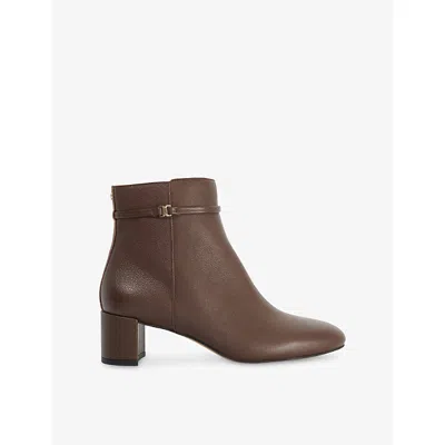 Dune Womens Oaken Heeled Leather Ankle Boots Dark Brown Leather Eur 36 / 3 Uk