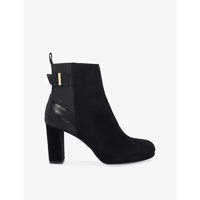 Dune Womens Olens Suede Heeled Ankle Boots Black Suede Mix Eur 39 / 6 Uk