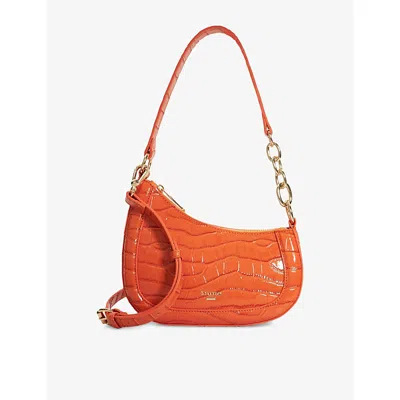 Dune Womens Direction Asymmetric Chain-detail Faux-leather Shoulder Bag Orange Synthetic