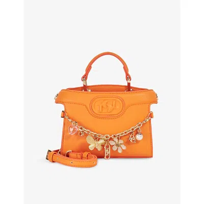 Dune Womens  Slight Chain-embellished Faux-leather Top-handle Bag In Orange Synthetic