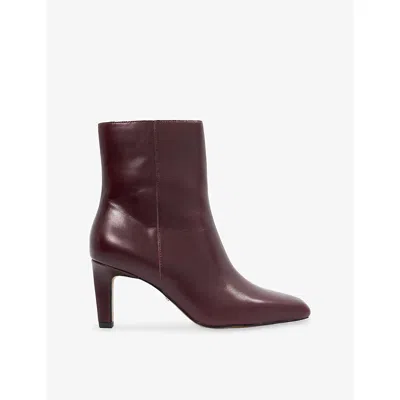 Dune Womens Ovation Heeled Leather Ankle Boots Burgundy Leather Eur 38/5 Uk