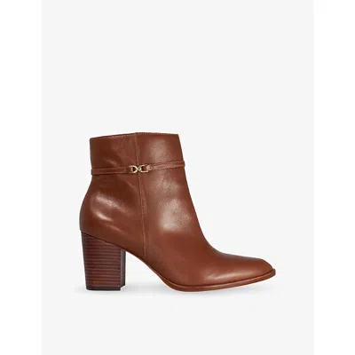 Dune Womens Pagety Heeled Leather Ankle Boots Tan Leather Eur 38/5 Uk