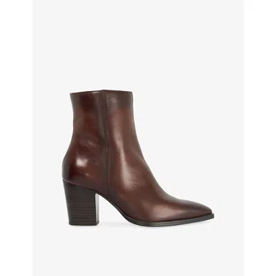 Dune Womens Papped Western Heeled Leather Ankle Boots Brown Leather Eur 40 / 7 Uk