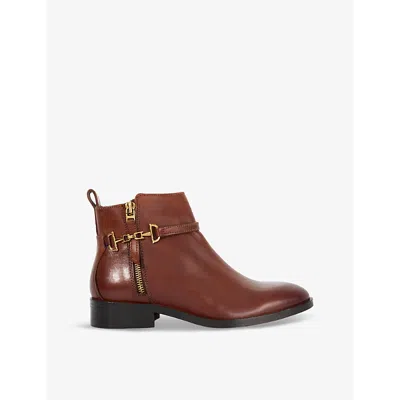 Dune Womens Parklyn Snaffle-trim Flat Leather Ankle Boots Tan Leath In Tan Leather
