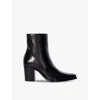 Dune Womens Black Leather Paxten Pointed-toe Leather Ankle Boots In Black Leather