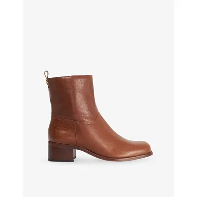 Dune Womens Peya Leather Ankle Boots Tan Leather Eur 40 / 7 Uk In Brown
