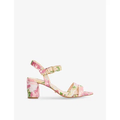 Dune Womens Pink Fabric Merisa Block-heel Woven Sandals Eur 38/5 Uk