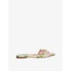 Dune Womens  Nautical Bug-embellished Jacquard Flat Sandals In Pink Fabric