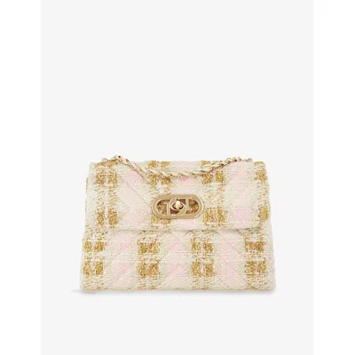 Dune Womens Regent Small Boucle Shoulder Bag Pink Fabric