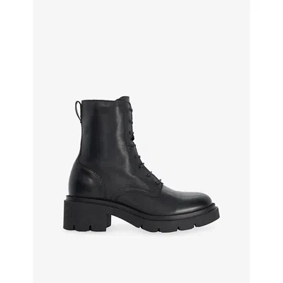 Dune Womens Pion Lace-up Leather Ankle Boots Black Leather Eur 38/5 Uk