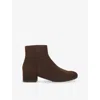 Dune Womens Brown Suede Pippie Heeled Suede Ankle Boots Eur 39 / 6 Uk In Brown