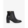 Dune Womens Black Leather Purl Leather Heeled Ankle Boots Eur 41 / 8 Uk In Black