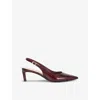Dune Womens Red Leather Celinna Kitten-heel Faux-leather Court Shoes In Red Leather