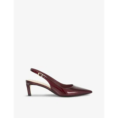 Dune Womens Red Leather Celinna Kitten-heel Faux-leather Court Shoes
