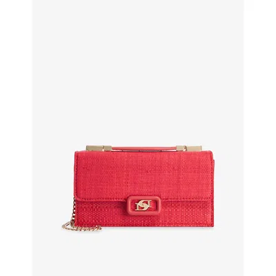 Dune Womens Red Natural Raffia Skilled Raffia Top Handle Micro Bag In Pink
