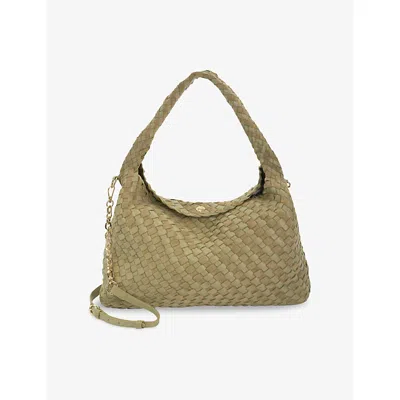 Dune Womens Sage Synthetic Deliberate Large Woven Faux-leather Shoulder Bag