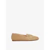 Dune Womens  Gina Logo-plaque Suede Loafers In Sand Suede
