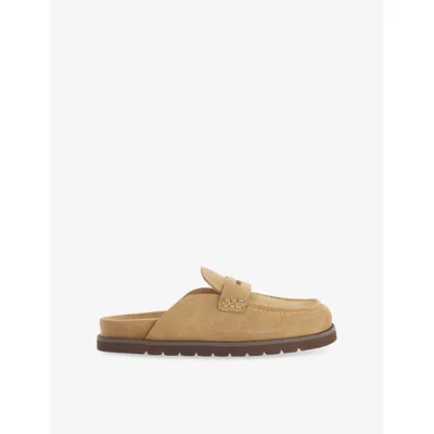 Dune Womens Sand Suede Goldens Suede Mule Loafers Eur 38/5 Uk In Brown