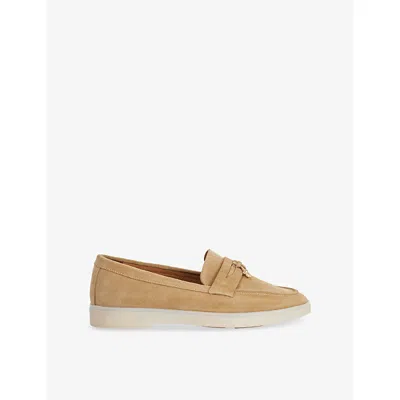 Dune Womens Sand Suede Grinning Suede Loafers Eur 41 / 8 Uk In Brown