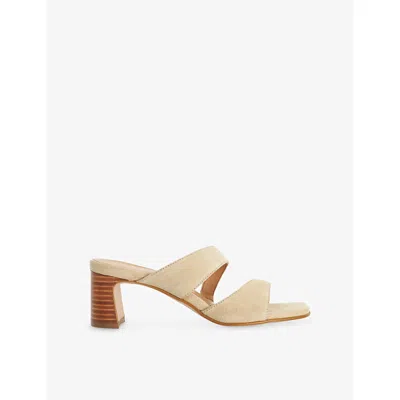 Dune Womens Sand Suede Jaeda Heeled Suede Sandals Eur 38/5 Uk In Nude