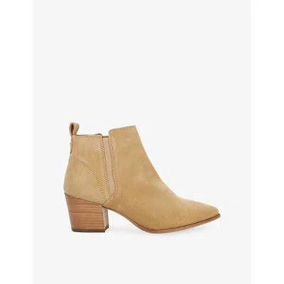 Dune Womens Sand Suede Parlure Suede Heeled Ankle Boots Eur 37 / 4 Uk In Neutral