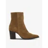 Dune Womens Sand Suede Paxten Pointed-toe Suede Heeled Ankle Boots In Sand Suede