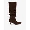 Dune Womens Brown Suede Saunders Slouchy Heeled Suede Mid Boots Eur 41 / 8 Uk In Brown