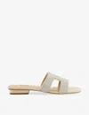 Dune Womens Silver-metallic Fabric Loupe Cut Out-strap Embellished Sandals In Silver-metallic Fabric