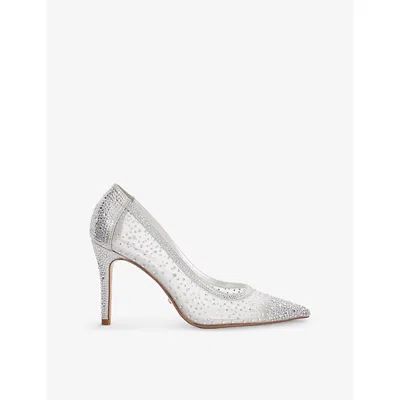 Dune Womens Silver Synthetic Brightest Diamanté Mesh Court Heels Eur 40 / 7 Uk