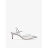 Dune Womens  Charismatic Rhinestone-embellished Mesh Slingback Courts In Silver Synthetic