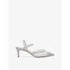 DUNE WOMENS SILVER SYNTHETIC CHARISMATIC RHINESTONE-EMBELLISHED MESH SLINGBACK COURTS EUR 41 / 8 UK