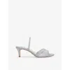 Dune Womens  Mariko Embellished Kitten-heel Mesh Sandals In Silver Synthetic