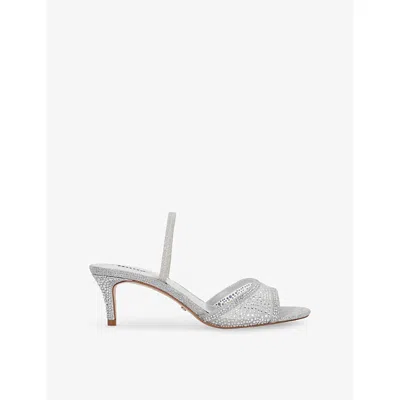 Dune Womens  Mariko Embellished Kitten-heel Mesh Sandals In Silver Synthetic