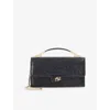 Dune Womens Black Plain Synthetic Skilled Mock-croc Faux-leather Top-handle Bag