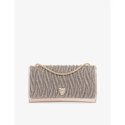Dune Womens Bronze Fabric Strong Bug-plaque Leather Cross-body Bag