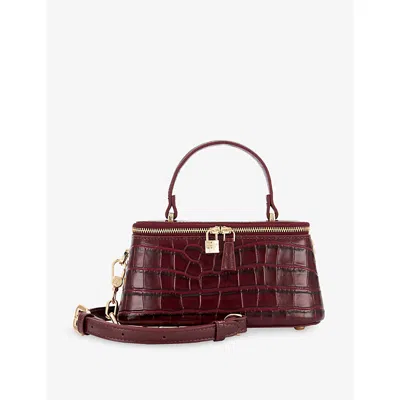 Dune Womens Successful Mini Leather Top-handle Bag Burg Croc Print Leather