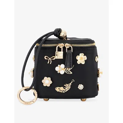 Dune Womens Surround Embellished Fabric Wristlet Bag Black Fabric