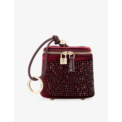 Dune Womens Surround Rhinestone-embellished Fabric Wristlet Bag Burgundy Fabric