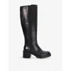 Dune Womens Black Leather Taisy Leather Heeled Knee-high Boots Eur 36 / 3 Uk In Black