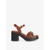 Dune Womens  Jupiter Heeled Leather Sandals In Tan Leather