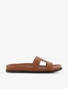 Dune Womens Tan-leather Loupa Comfort-footbed Leather Sliders In Tan-leather