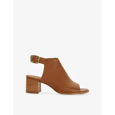 Dune Womens  Joupin Leather Heeled Mules In Tan Leather Mix