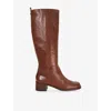 Dune Womens Turner Leather Knee-high Boots Tan Leather Mix Eur 39 / 6 Uk In Brown