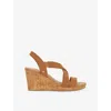Dune Womens  Kamies Cork Leather Wedge Sandals In Tan Nubuck