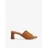 Dune Womens Tan Suede Jule Suede Heeled Mules Eur 40 / 7 Uk