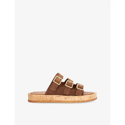 Dune Womens  Lures Leather Sandals In Tan Suede