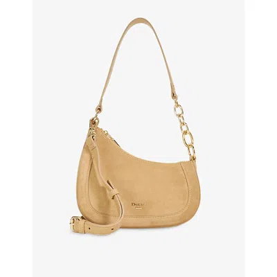 Dune Womens Taupe Suede Direction Small Suede Shoulder Bag In Brown