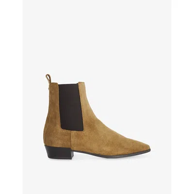 Dune Womens Taupe Suede Parkas Suede Ankle Boots Eur 40 / 7 Uk In Brown