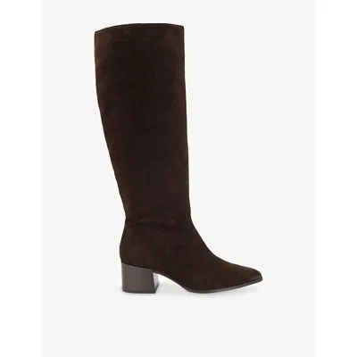 Dune Womens Tautly Suede Knee-high Boots Brown Suede Eur 38/5 Uk